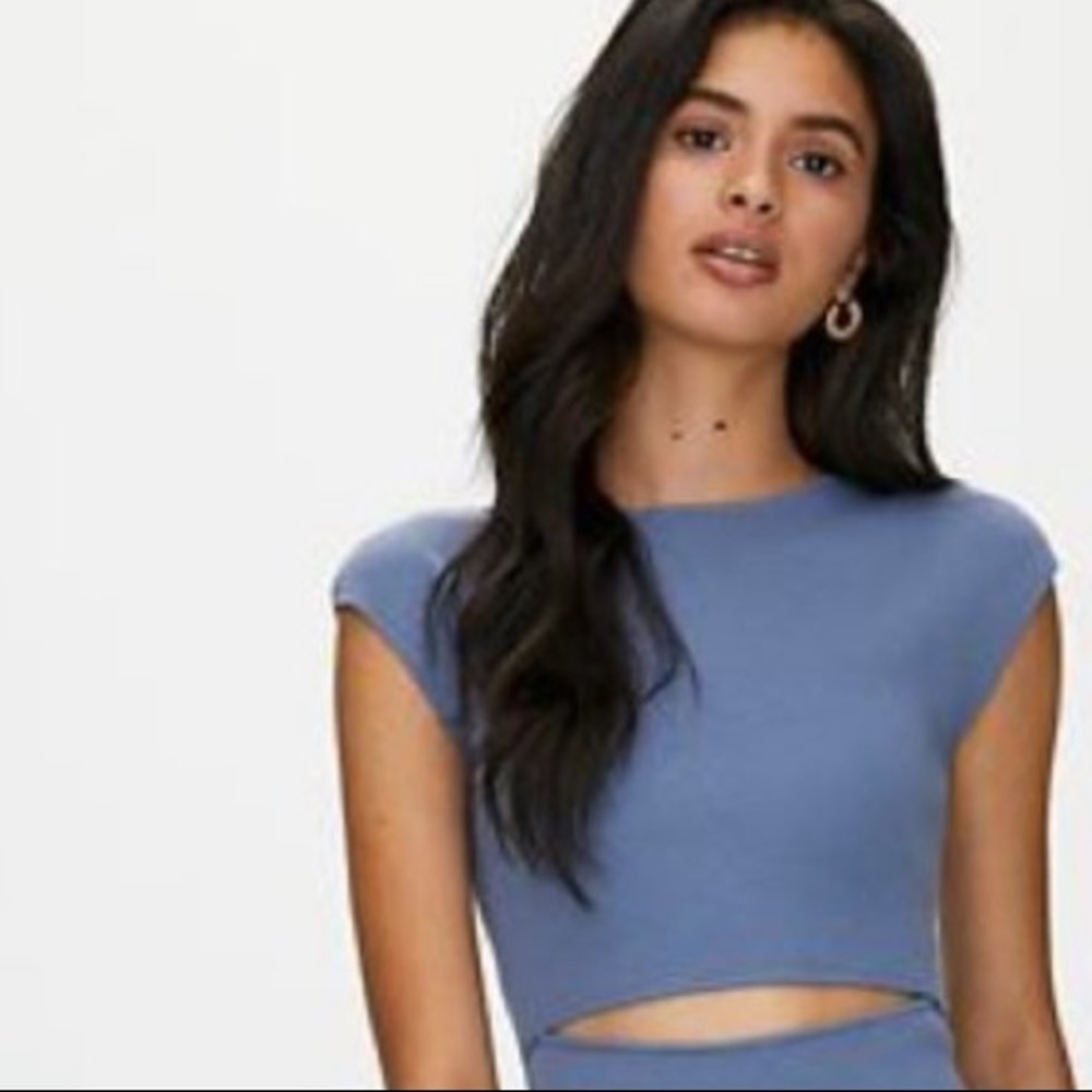Aritzia Cut-Out Knit Top, Slate Blue | SZ S